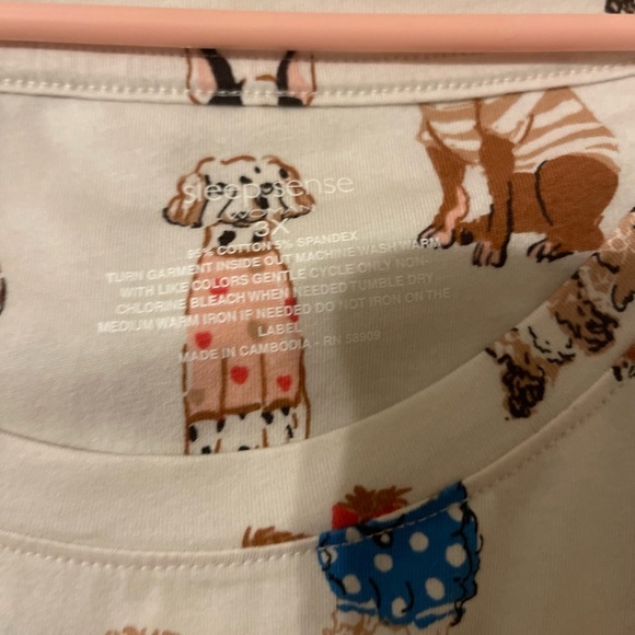 Sleepsense Dog Print Sleep Shirt 100% Cotton 3X - Picture 4 of 5